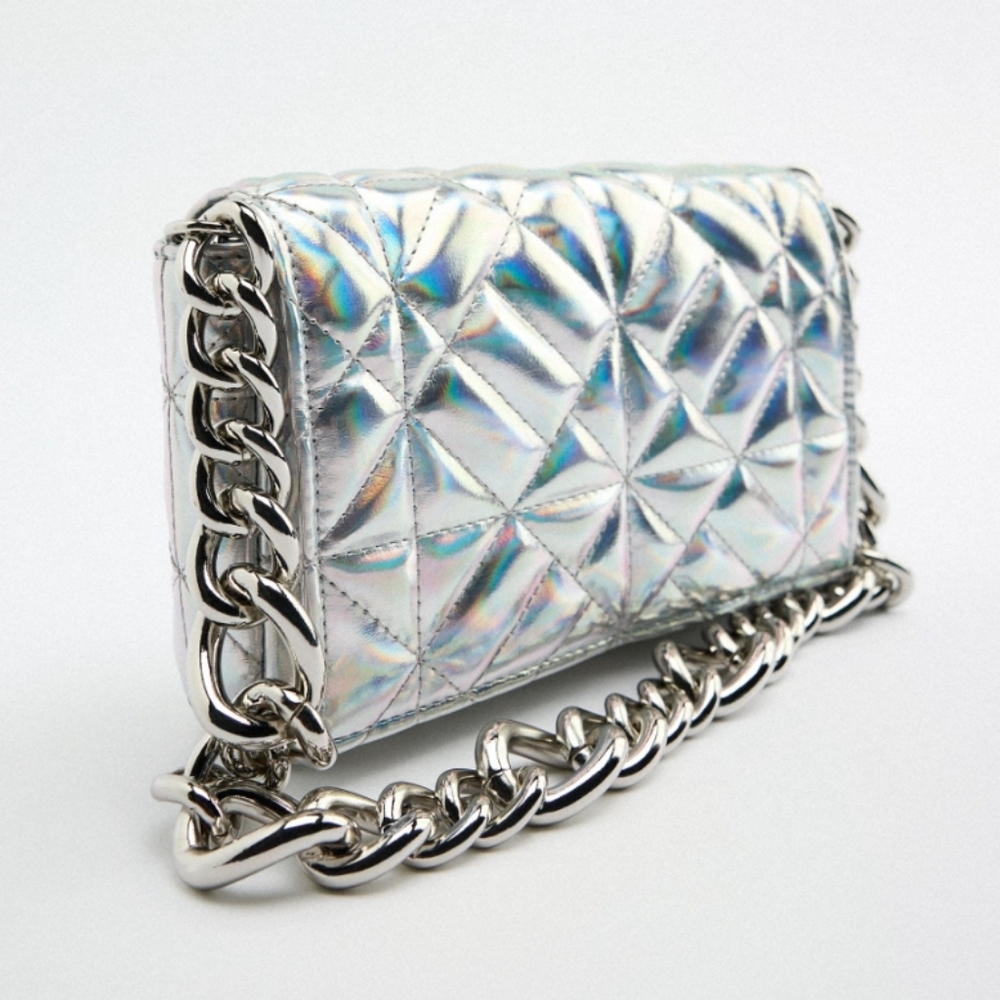Zara quilted iridescent shoulder bag